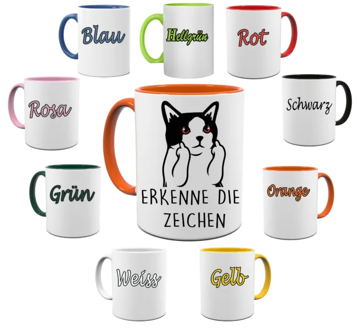Lustig bedruckte Tasse erkenne die Zeichen Katze MIttelfinger | Geschenk Idee| Kaffee Tee Bürotasse | Fototasse, Motivtasse | Kaffeetasse, Teetasse |Keramik – Bild 4
