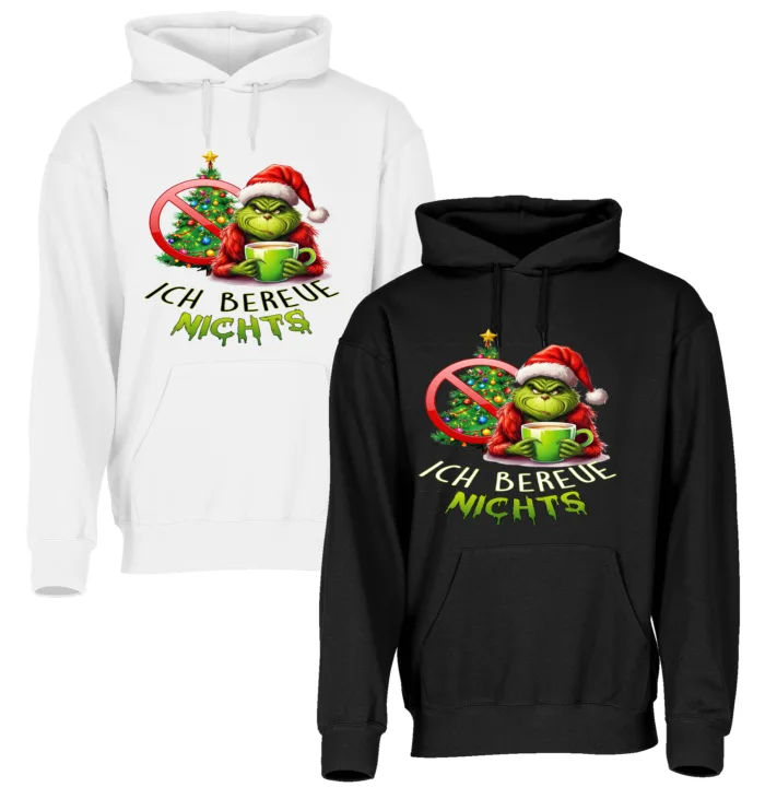 Grinch Ich bereue nichts– Unisex Kapuzen Hoodie – Bild 2