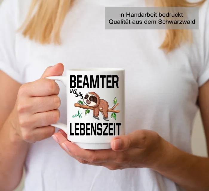 Lustig bedruckte Tasse Beamter auf Lebenszeit Faultier | Geschenk Idee| Kaffee Tee Bürotasse | Fototasse, Motivtasse | Kaffeetasse, Teetasse |Keramik – Bild 5