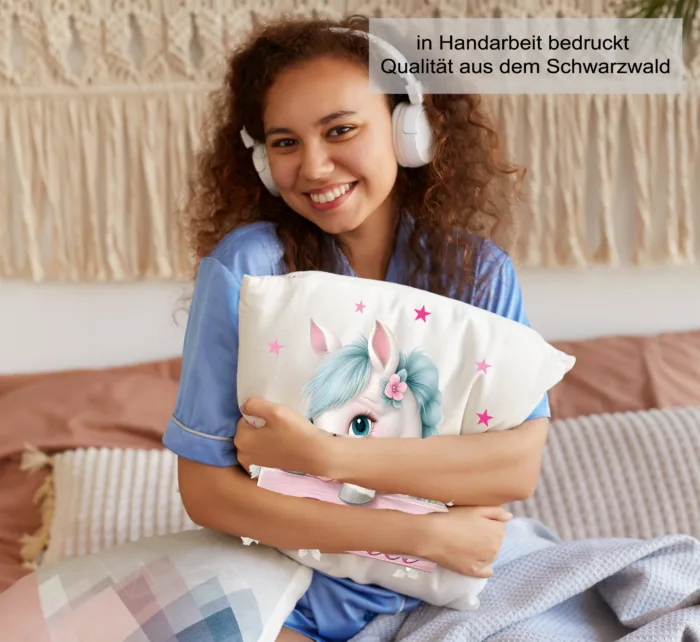 Personalisiertes Kissen Pferd mit Wunschnamen, Namenskissen 40x40cm – Bild 5