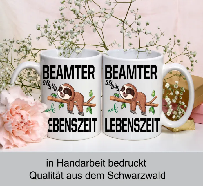 Lustig bedruckte Tasse Beamter auf Lebenszeit Faultier | Geschenk Idee| Kaffee Tee Bürotasse | Fototasse, Motivtasse | Kaffeetasse, Teetasse |Keramik – Bild 4