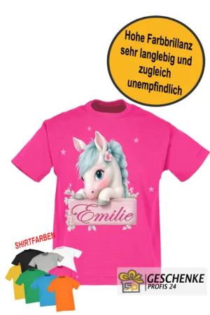 Kinder T-Shirt mit Pferd und Wunschnamen Personalisiert, Mädchen Kindershirt | Pferde, Namensshirt