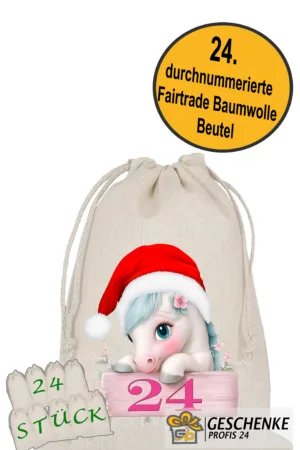 Pferd Rosa - Adventskalender 24 Stoffbeutel zum Befüllen
