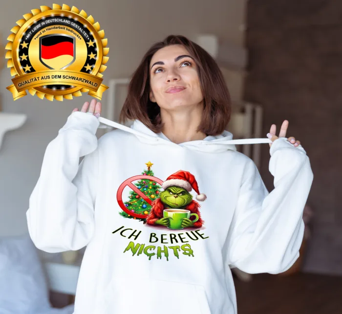 Grinch Ich bereue nichts– Unisex Kapuzen Hoodie – Bild 6