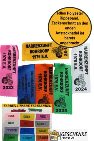 Umzugsbändel, Festbändel, Sprungbändel, Bändel, Festabzeichen