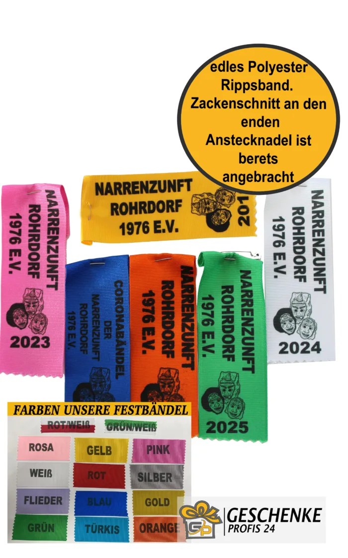 Umzugsbändel, Festbändel, Sprungbändel, Bändel, Festabzeichen