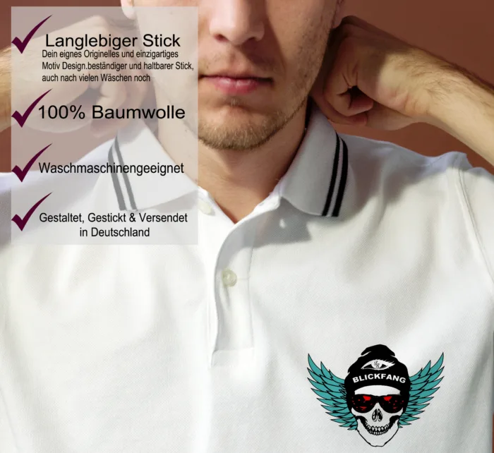 Bestickte Polo Shirt mit Fasnet, Fasching, Vereinslogo, Masken oder Wunschtext – Bild 2