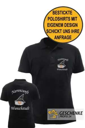 Bestickte Polo Shirt mit Fasnet, Fasching, Vereinslogo, Masken oder Wunschtext