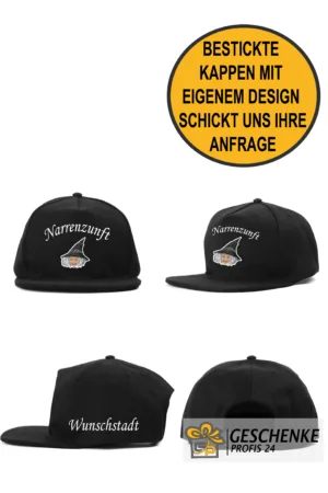 Bestickte Kappe, Cap, Mütze mit Fasnet, Fasching, Vereinslogo, Masken oder Wunschtext