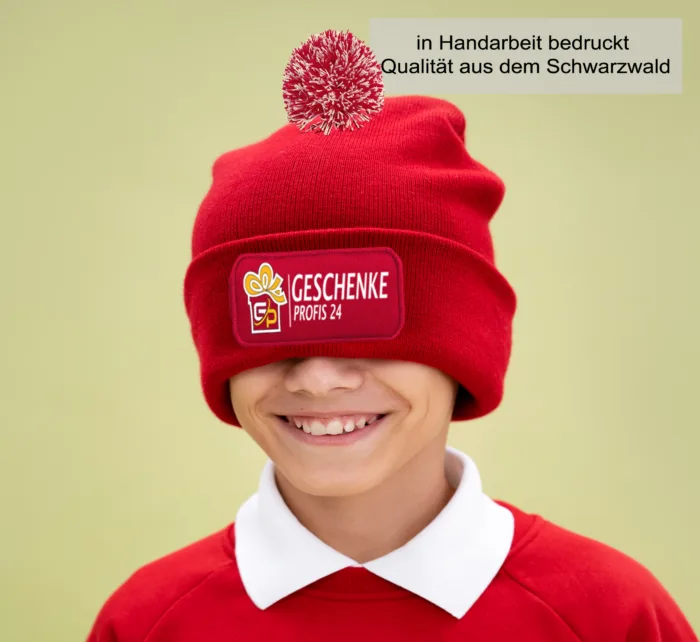Bommel Mütze Beanie mit eigenem Design für Vereine, Fasnet, Fasching, Zünfte – Bild 4