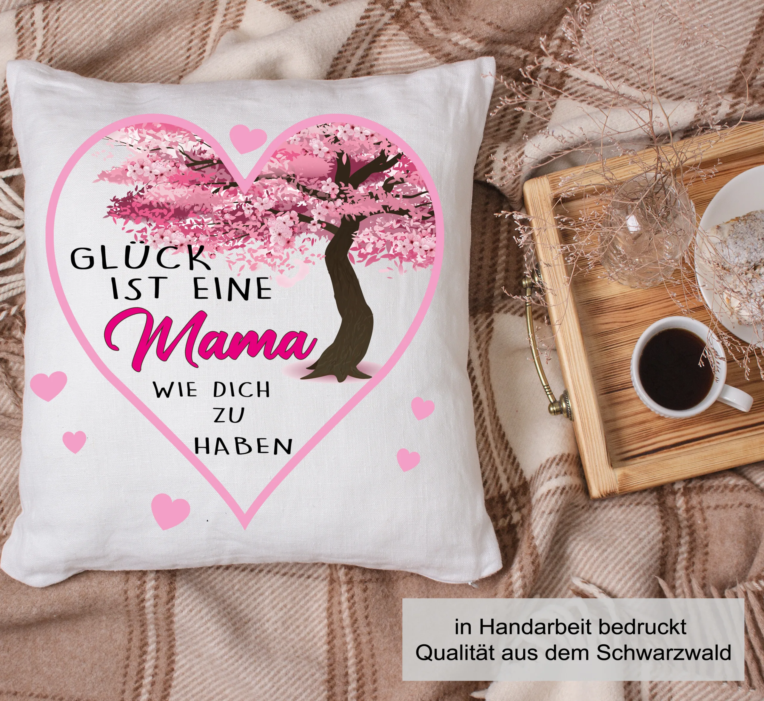 Glück ist eine Mama wie Dich zu haben Kissen, Herz, 40x40cm | bedrucktes Kissen| Geschenk Kissen | Weihnachten | Geburtstag, Liebe – Bild 3