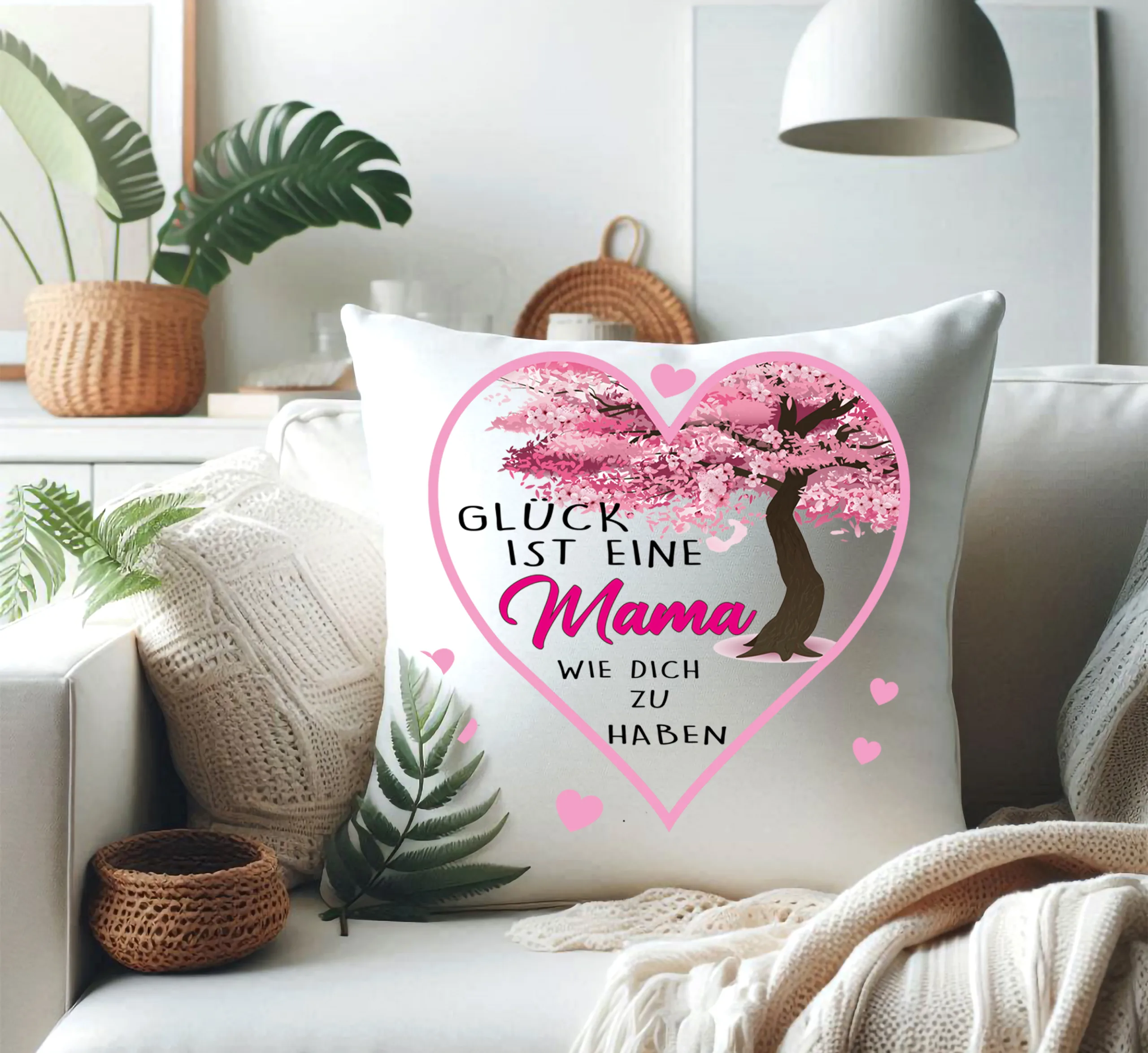 Glück ist eine Mama wie Dich zu haben Kissen, Herz, 40x40cm | bedrucktes Kissen| Geschenk Kissen | Weihnachten | Geburtstag, Liebe – Bild 7