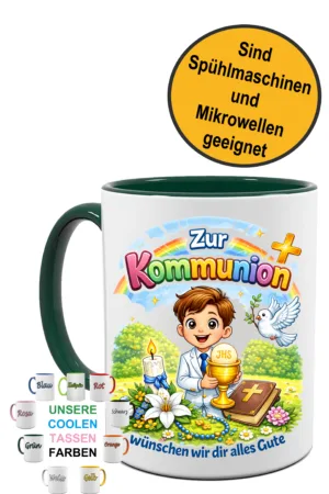 Zur Kommunion wünschen wir dir alles gute Tasse, Kaffeetasse, Fototasse Junge