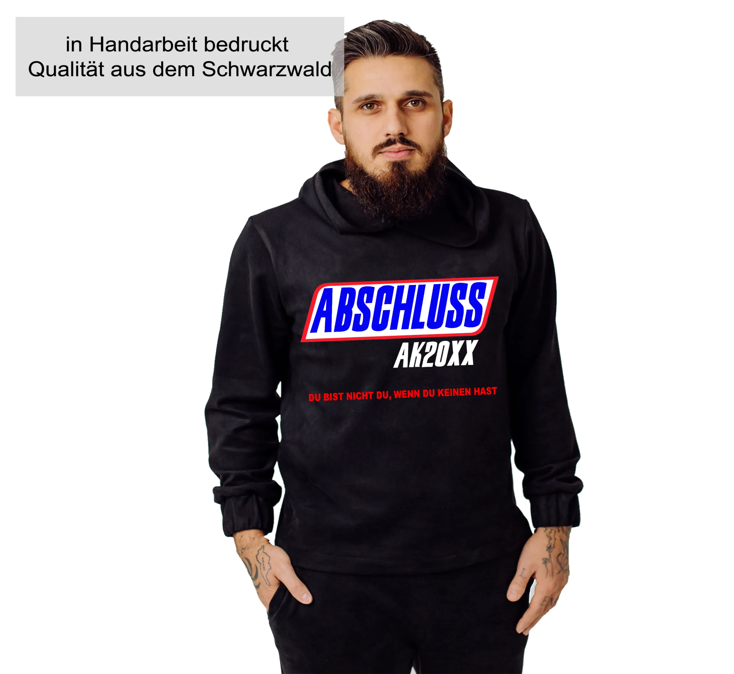 Abschluss Hoodie – Cooler Abi Pullover mit AK Logo – Abschlussklasse – Unisex Kapuzenpullover Schulabschluss Hoodie mit Snik Print – Bild 4