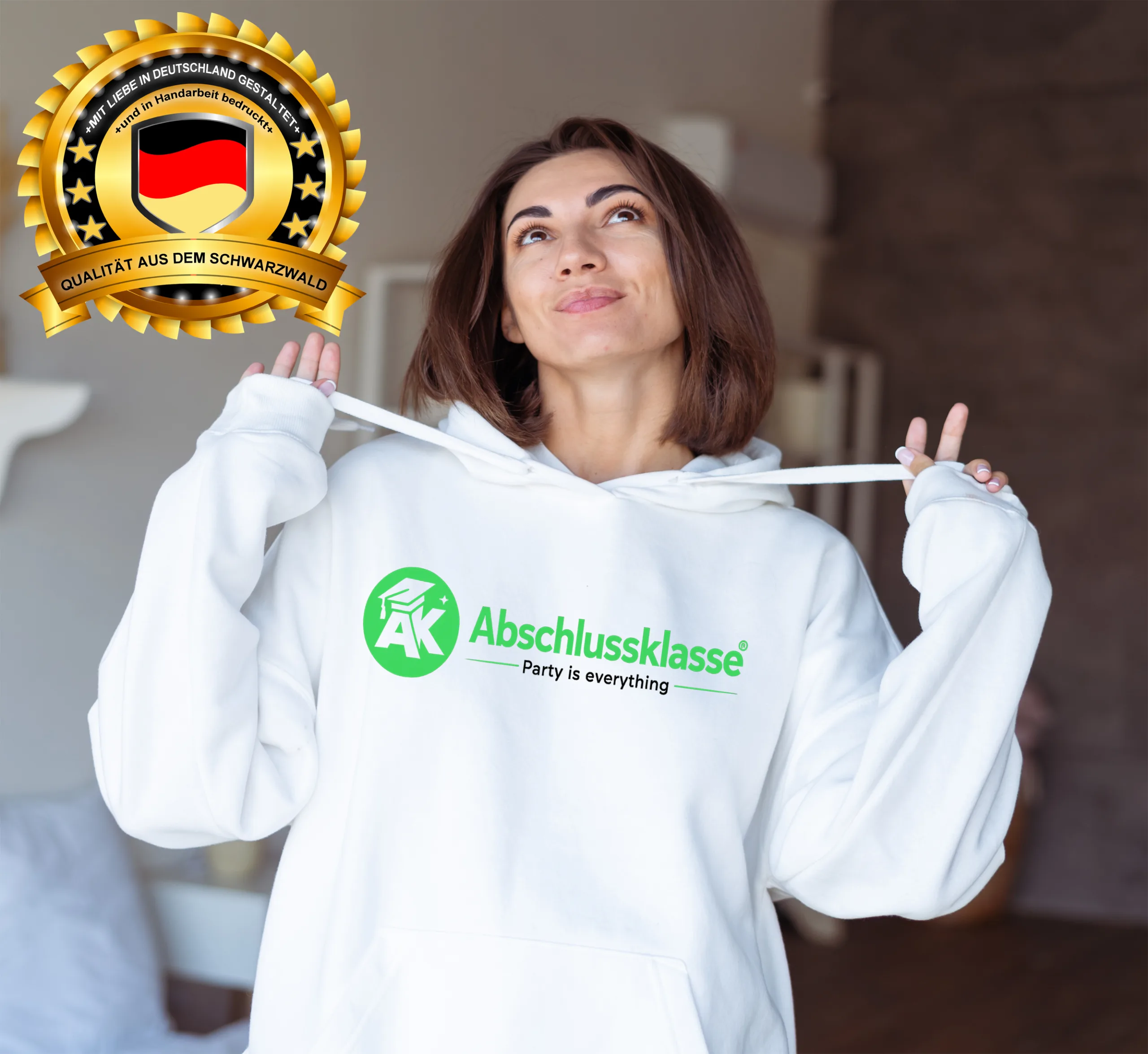 Abschlussklasse Hoodie – Cooler Abi Pullover mit AK Logo – Abschlussklasse Geschenk – Unisex Kapuzenpullover Schulabschluss Hoodie mit Print – Bild 4