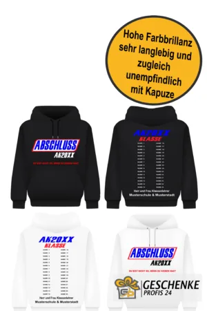 Abschluss Hoodie – Cooler Abi Pullover mit AK Logo – Abschlussklasse – Unisex Kapuzenpullover Schulabschluss Hoodie mit Snik Print