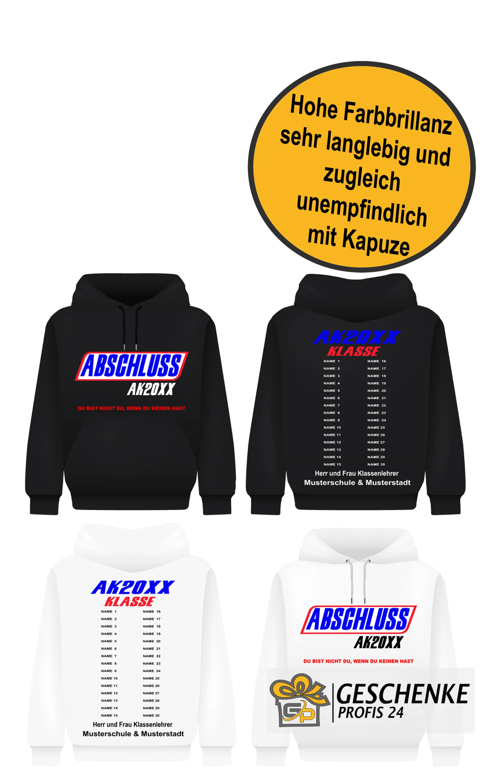 Abschluss Hoodie – Cooler Abi Pullover mit AK Logo – Abschlussklasse – Unisex Kapuzenpullover Schulabschluss Hoodie mit Snik Print