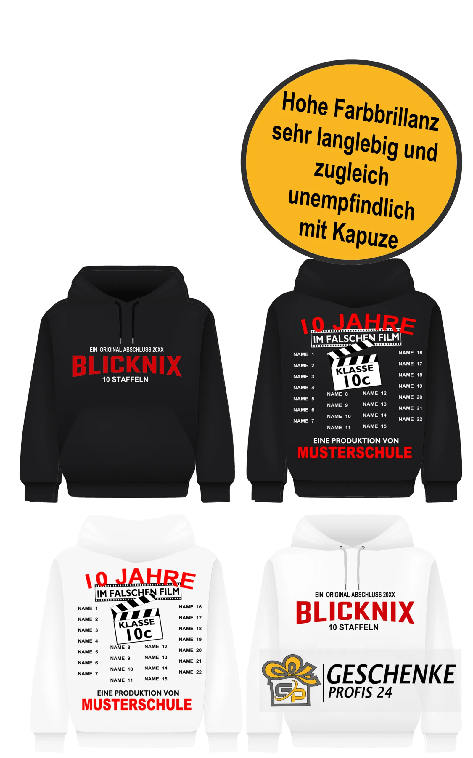 Abschluss Hoodie Blicknix– Cooler Abi Pullover mit AK Logo – Abschlussklasse – Unisex Kapuzenpullover Schulabschluss Hoodie mit Print