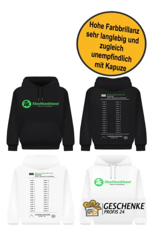 Abschlussklasse Hoodie – Cooler Abi Pullover mit AK Logo – Abschlussklasse Geschenk – Unisex Kapuzenpullover Schulabschluss Hoodie mit Print
