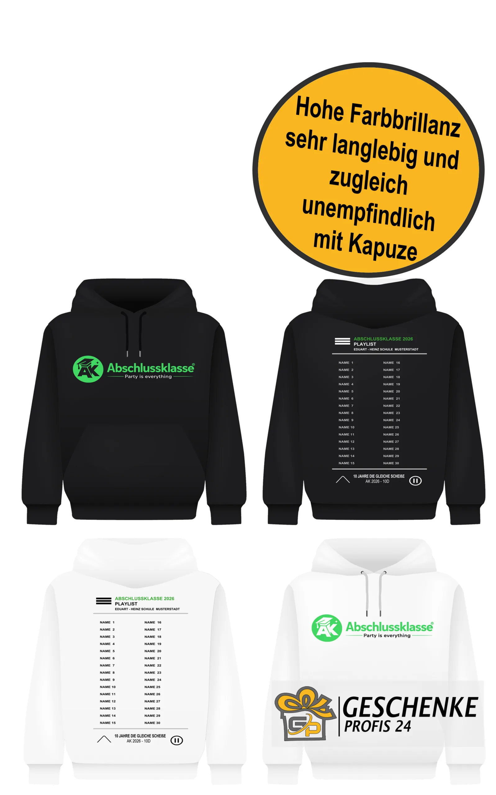 Abschlussklasse Hoodie – Cooler Abi Pullover mit AK Logo – Abschlussklasse Geschenk – Unisex Kapuzenpullover Schulabschluss Hoodie mit Print