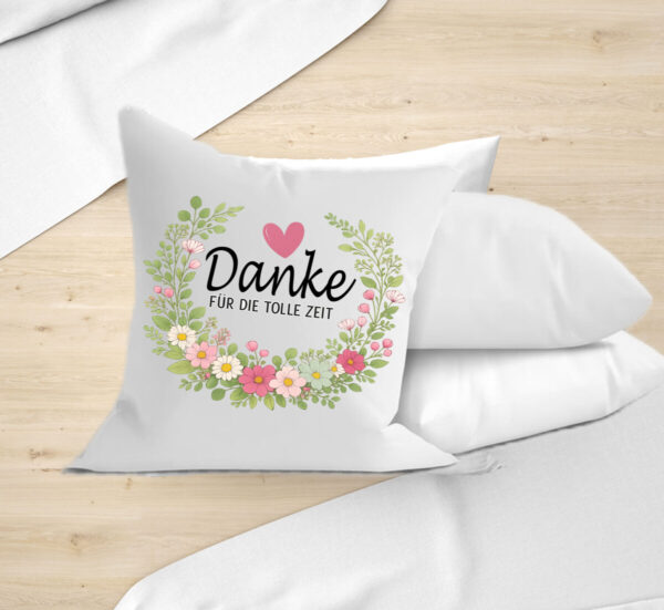 5 danke für die tolle zeit mit blumenkreis und herz wunderschönes kissen zum abschied 1