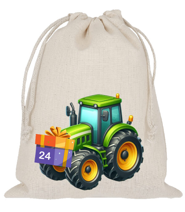 Adventskalender Aus 24 Baumwoll Saeckchen Mit Tracktor Motiv – Wiederverwendbarer Weihnachtskalender Zum Selbstbefuellen. Advent_saeckchen_zweig Saeckchen_einzel