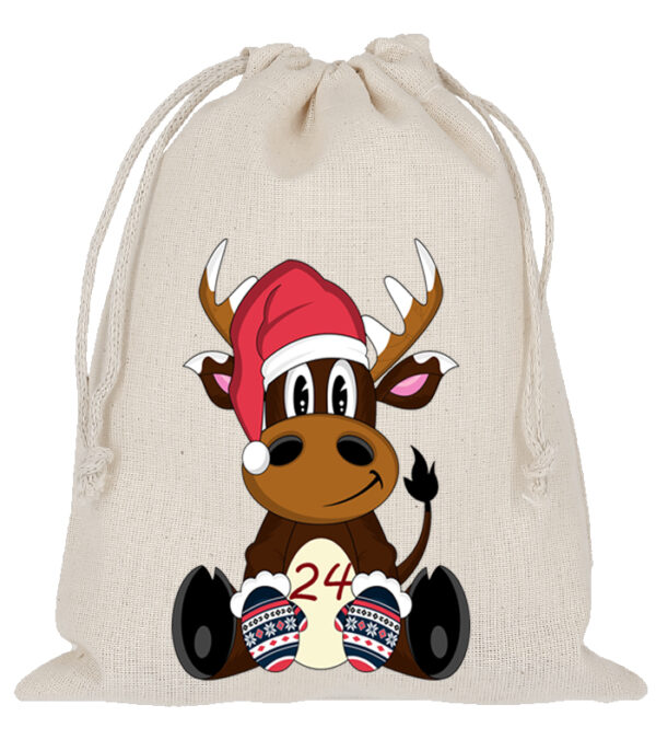 Adventskalender Mit Rentier Motiv Und 24 Baumwoll Saeckchen Zum Selbstbefuellen – Wiederverwendbarer Weihnachtskalender Aus Fairtrade Baumwolle.