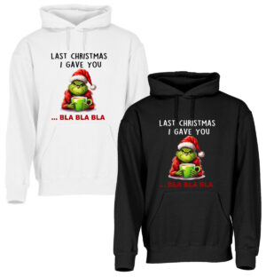 Hoodie Mit Weihnachtsmonster Last Christmas Bla Bla Bla Schwarz Und Weiss