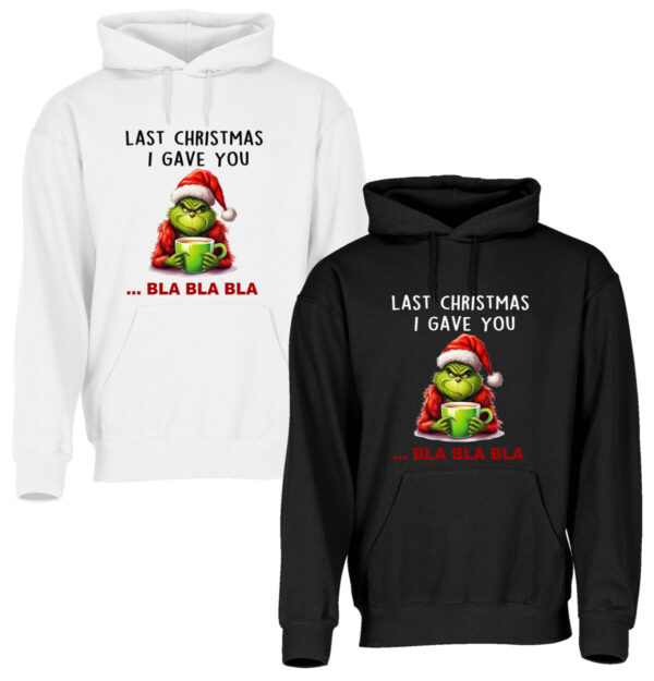 Hoodie Mit Weihnachtsmonster Last Christmas Bla Bla Bla Schwarz Und Weiss