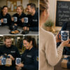 Mehrere Polizisten Trinken Gemeinsam Kaffee Aus Tassen Mit Polizei Motiv Im Pausenraum