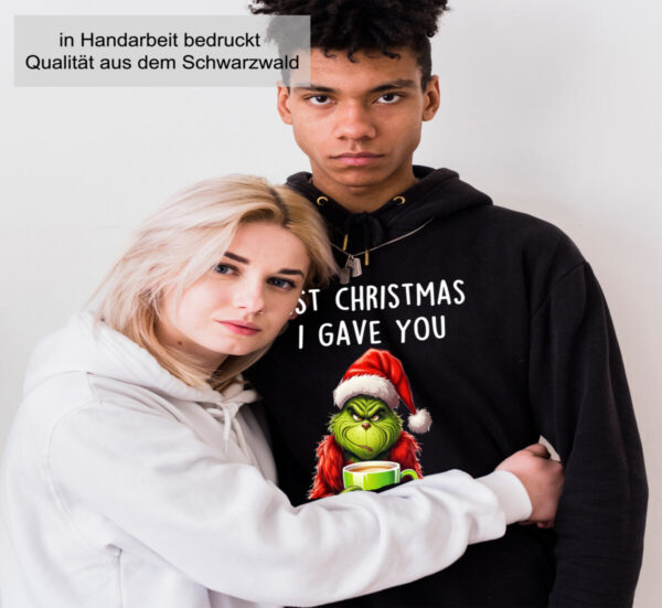 Paar Mit Hoodie Mit Weihnachtsmonster Last Christmas Bla Bla Bla Schwarz