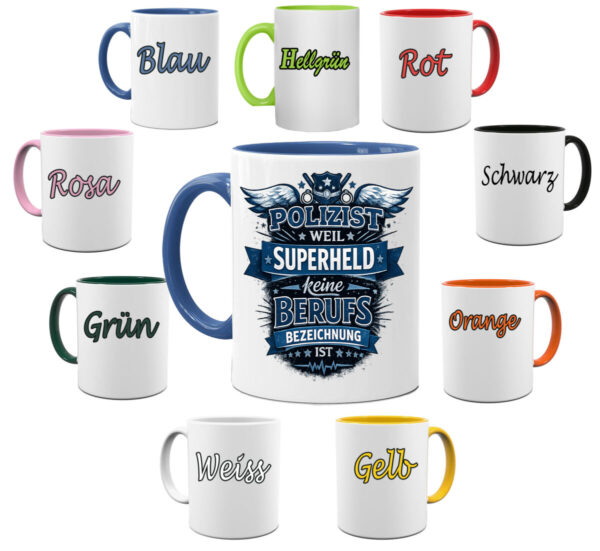 Polizist Tasse Mit Lustigem Superheld Spruch Und Blauem Polizei Design Als Geschenk Kreis Mit Tassen Farben
