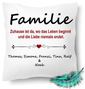 Familien Kissen Zuhaise Ist Wo Das Leben Beginnt Un Ddie Liebe Niemals Endet