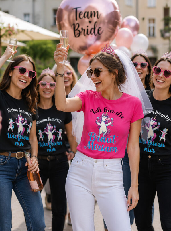 Frauen Beim Jga Mit Schoenen T Shirt Einhorn