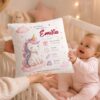 Geburtskissen Maedchen Mit Einem Einhorn Und Geburtsdaten In Einem Kinderbettchen Und Baby