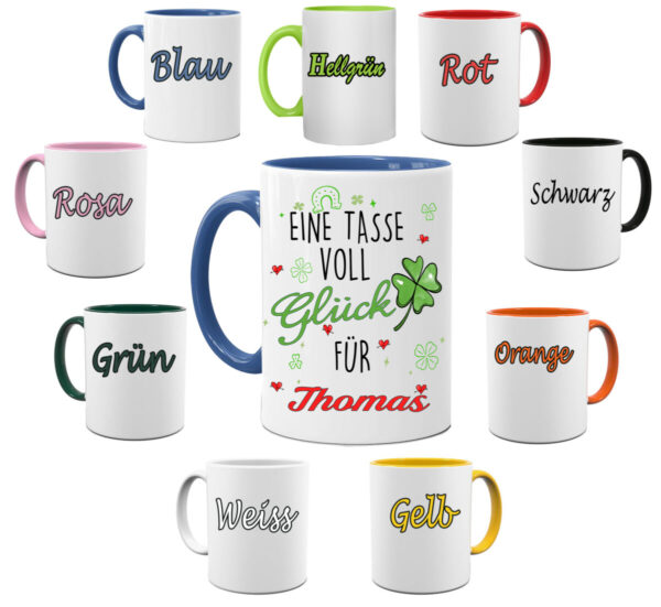 Keramik Tasse Mit Schoenem Spruch Eine Tasse Voll Glueck Fuer Personalisiert Mit Wunschnamen Style