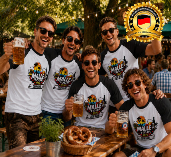 Malle Tour Tshirts Gruppe Im Biergarten Schwarz