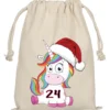 Adventskalender Mit Einhorn Motiv Und 24 Baumwoll Saeckchen Zum Selbstbefuellen – Wiederverwendbarer Weihnachtskalender Aus Fairtrade Baumwolle.2