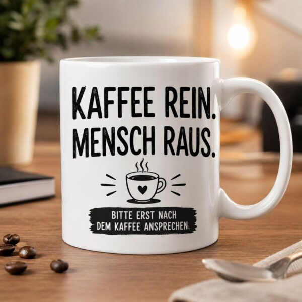 Schoene Weisse Keramik Tasse Mit Lustigem Spruch Kaffee Rein Mensch Raus Schoene Weisse Keramik Tasse Mit Lustigem Spruch Kaffee Rein Mensch Raus