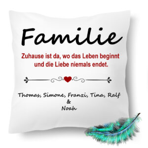 Schoenes Familien Kissen Mit Herz Text Und Persoenlichen Namen Schoenes Familien Kissen Mit Herz Text Und Persoenlichen Namen