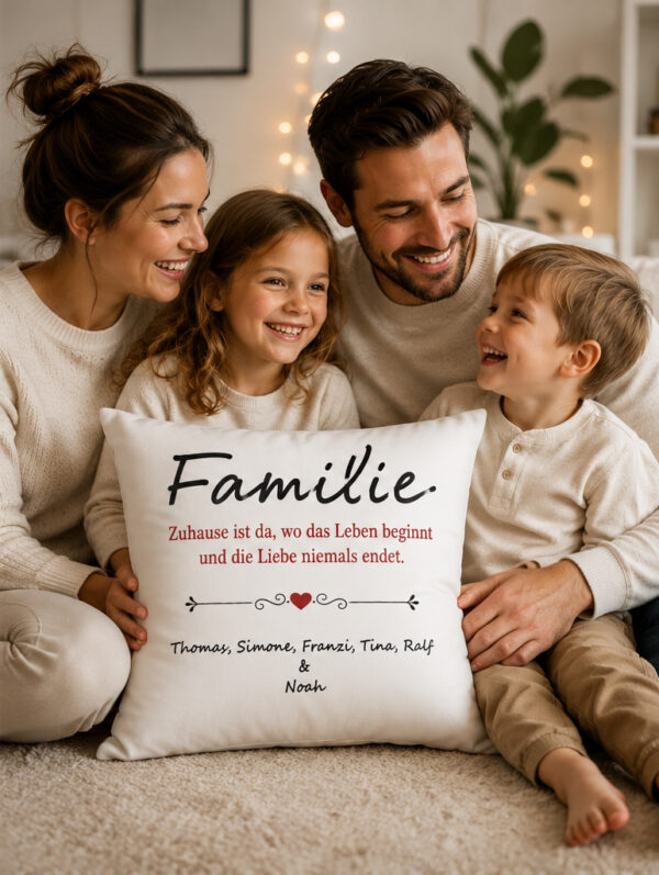 Schoenes Familien Kissen Mit Herz Text Und Persoenlichen Namen Familie Zusammen Schoenes Familien Kissen Mit Herz Text Und Persoenlichen Namen Familie Zusammen