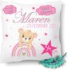 Schoenes Geburtskissen Maedchen Mit Teddy