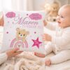 Schoenes Geburtskissen Teddy Fuer Maedchen Mit Baby