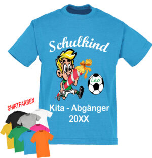 Schulkind Kita Abgaenger Personalisiert Mit Jahreszahl Und Namen Fussball Spieler Mit Schultuete Und Ball1
