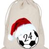 Baumwoll Saeckchen Mit Fussball Im Weihnachtsmannhut Und Zahl 24 Fuer Den Adventskalender