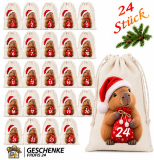 Adventskalender Saeckchen Zum Selbstbefuellen Fuer Jede Altersklassen Von 1 24 Mit Nikolausmuetze
