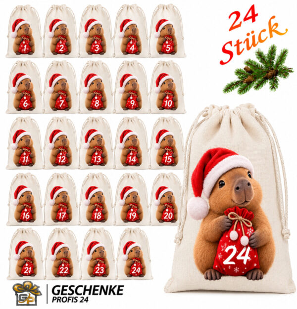 Adventskalender Saeckchen Zum Selbstbefuellen Fuer Jede Altersklassen Von 1 24 Mit Nikolausmuetze