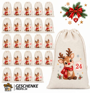 Adventskalender Saeckchen Zum Selbstbefuellen Fuer Jede Altersklassen Von 1 24 Mit Nikolausmuetze