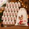 Adventskalender Mit 24 Baumwoll Saeckchen Und Rentier Im Weihnachtsmannhut Zum Selbstbefuellen1