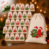 Adventskalender Mit 24 Baumwoll Saeckchen Und Zahlen Mit Zweigen Im Weihnachtsmannhut Zum Selbstbefuellen1